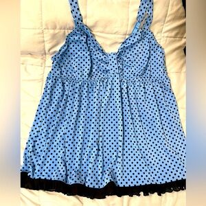 Cacique Lane Bryant Lingerie Beautiful Blue Polka Dot Baby Doll Set 18/20 LN